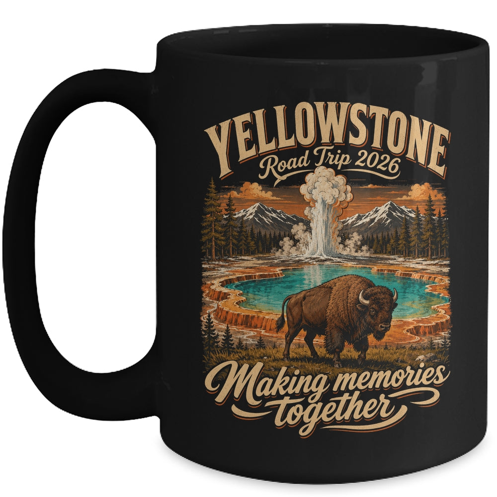 Vintage Yellowstone Road Trip 2026 Mountain Nature Travel Mug | teecentury