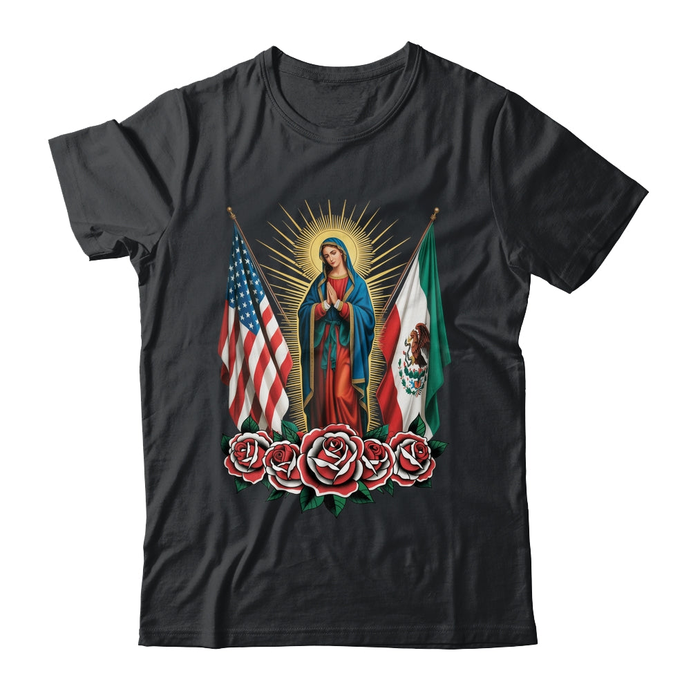 Virgen De Guadalupe Faith Mexican Mexico American USA Flag Shirt & Hoodie | teecentury