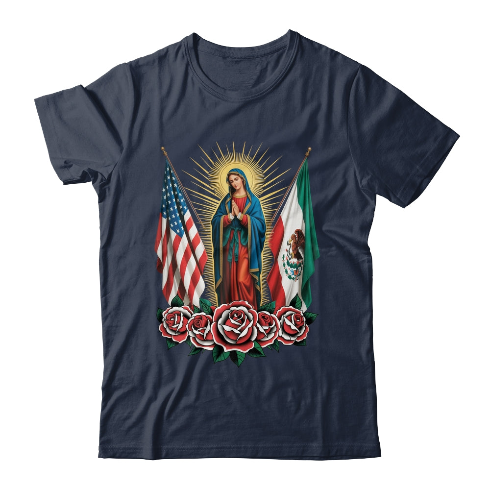 Virgen De Guadalupe Faith Mexican Mexico American USA Flag Shirt & Hoodie | teecentury