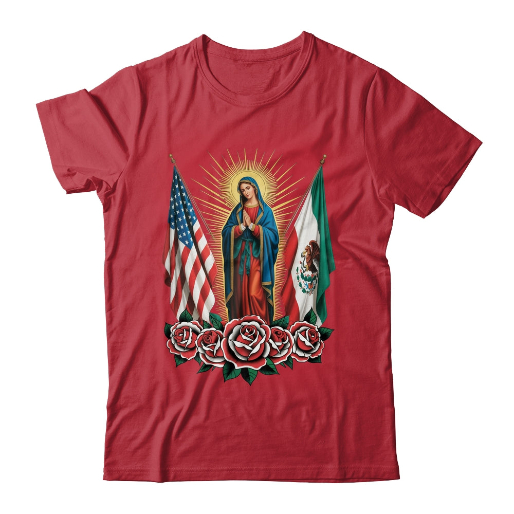 Virgen De Guadalupe Faith Mexican Mexico American USA Flag Shirt & Hoodie | teecentury