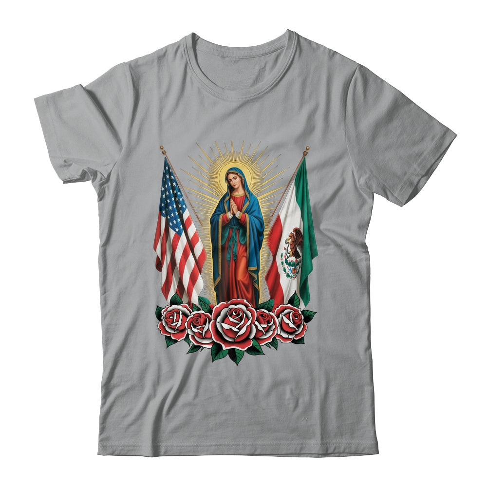 Virgen De Guadalupe Faith Mexican Mexico American USA Flag Shirt & Hoodie | teecentury