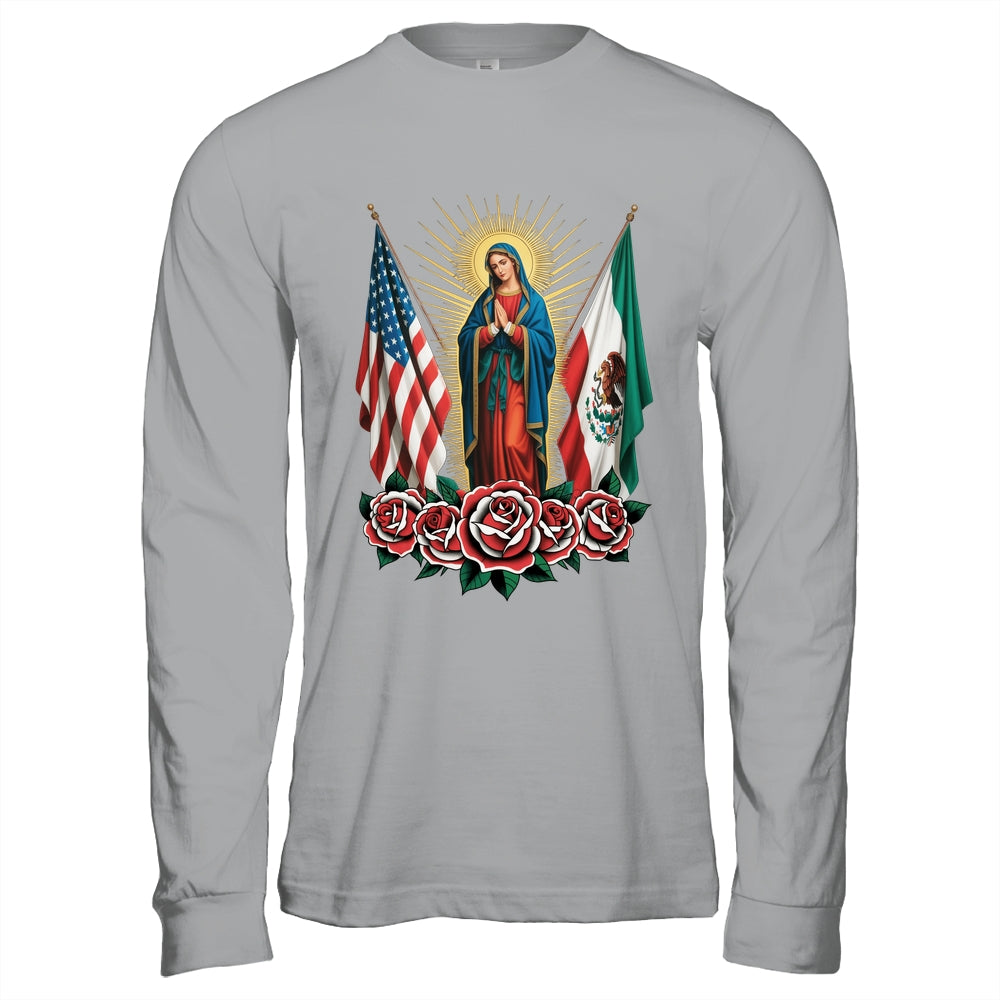 Virgen De Guadalupe Faith Mexican Mexico American USA Flag Shirt & Hoodie | teecentury