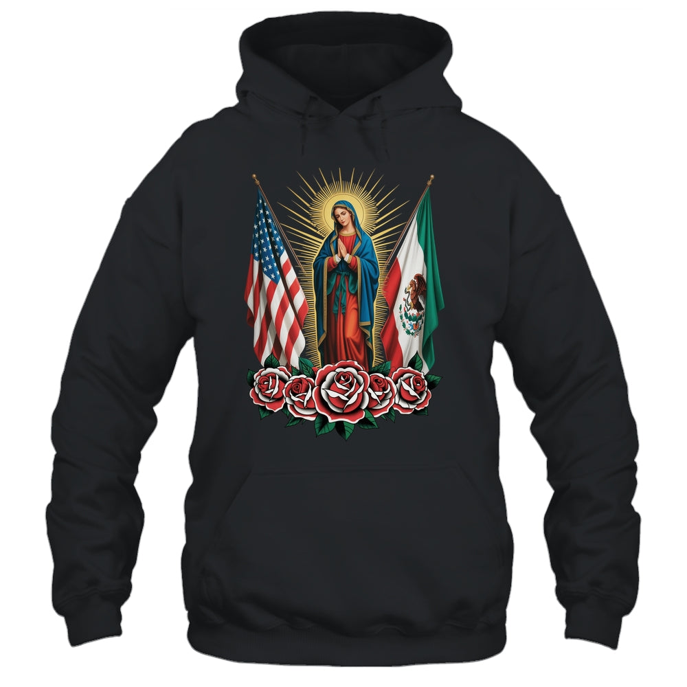 Virgen De Guadalupe Faith Mexican Mexico American USA Flag Shirt & Hoodie | teecentury