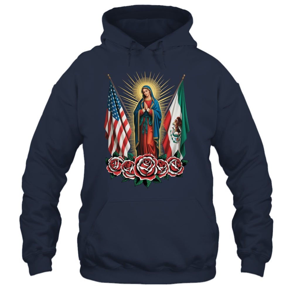 Virgen De Guadalupe Faith Mexican Mexico American USA Flag Shirt & Hoodie | teecentury