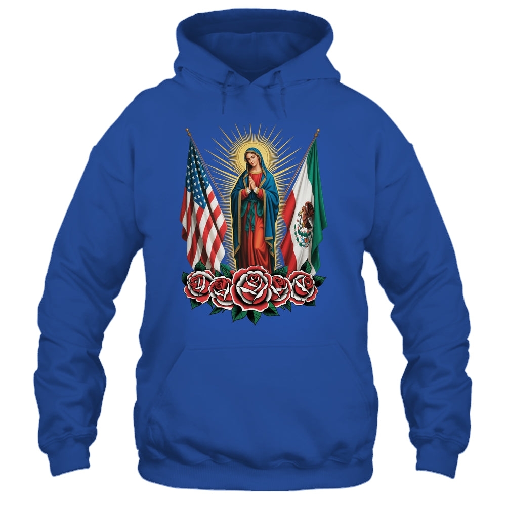 Virgen De Guadalupe Faith Mexican Mexico American USA Flag Shirt & Hoodie | teecentury