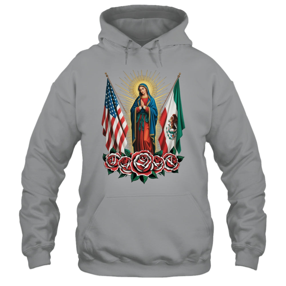 Virgen De Guadalupe Faith Mexican Mexico American USA Flag Shirt & Hoodie | teecentury