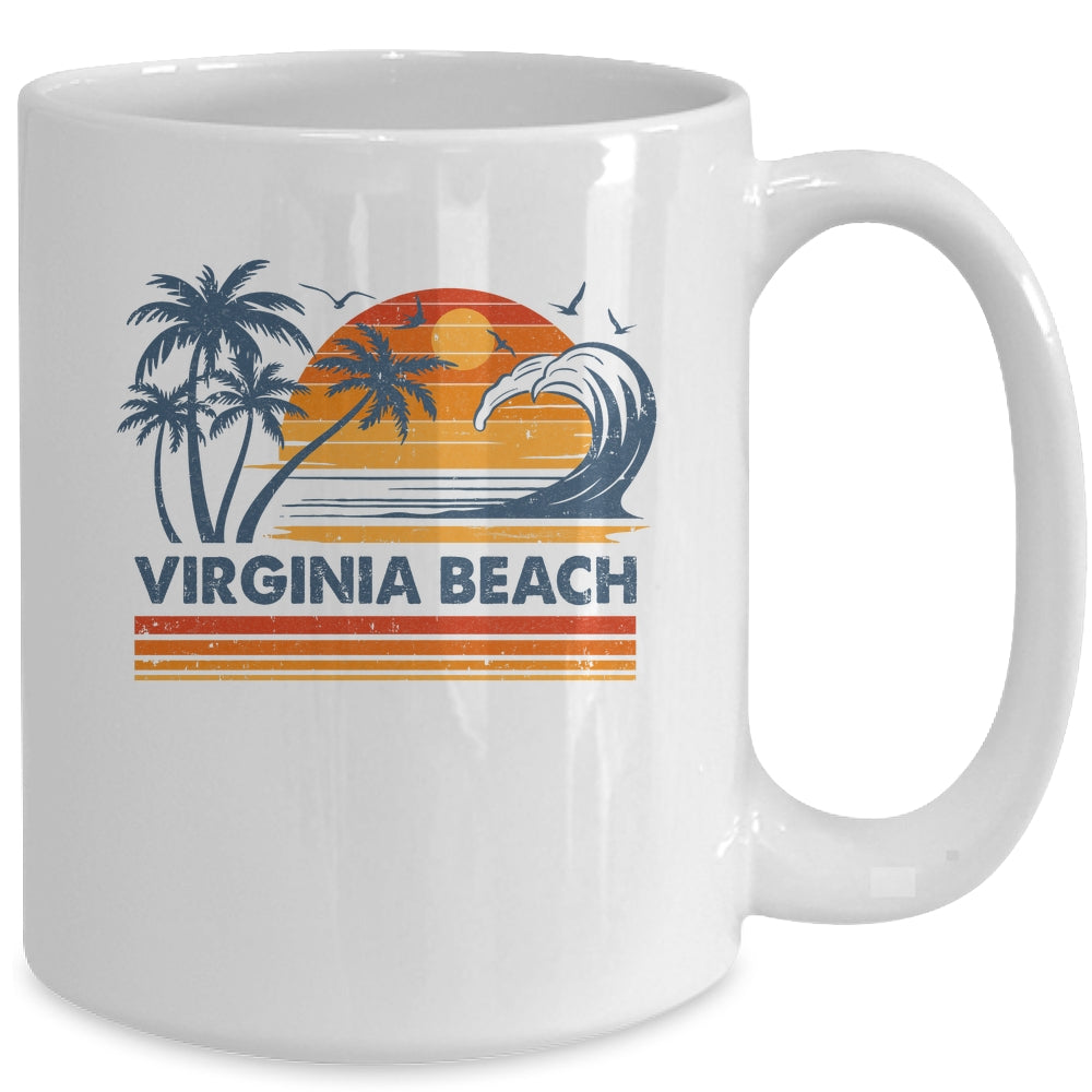 Virginia Beach Vacation Sunset Cute 70s Vintage Retro Beach Mug | teecentury