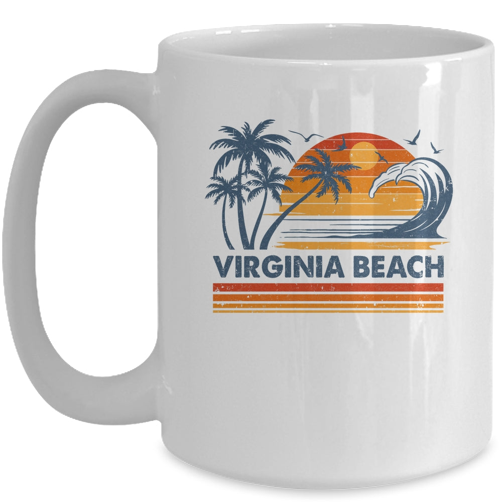 Virginia Beach Vacation Sunset Cute 70s Vintage Retro Beach Mug | teecentury