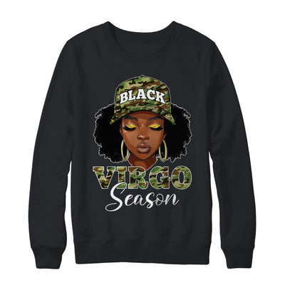 Virgo Season Camo Hat Afro Black Woman Birthday Girls Shirt & Sweatshirt | teecentury