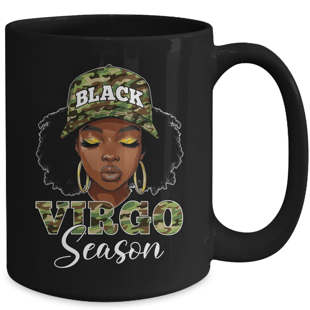 Virgo Season Camo Hat Afro Black Woman Birthday Girls Mug | teecentury