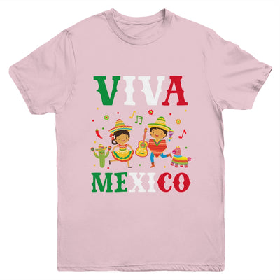 Viva Mexico Boy Girl Maracas Guitar Mexican Independence Kid Youth Shirt | teecentury