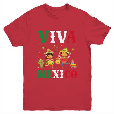 Viva Mexico Boy Girl Maracas Guitar Mexican Independence Kid Youth Shirt | teecentury