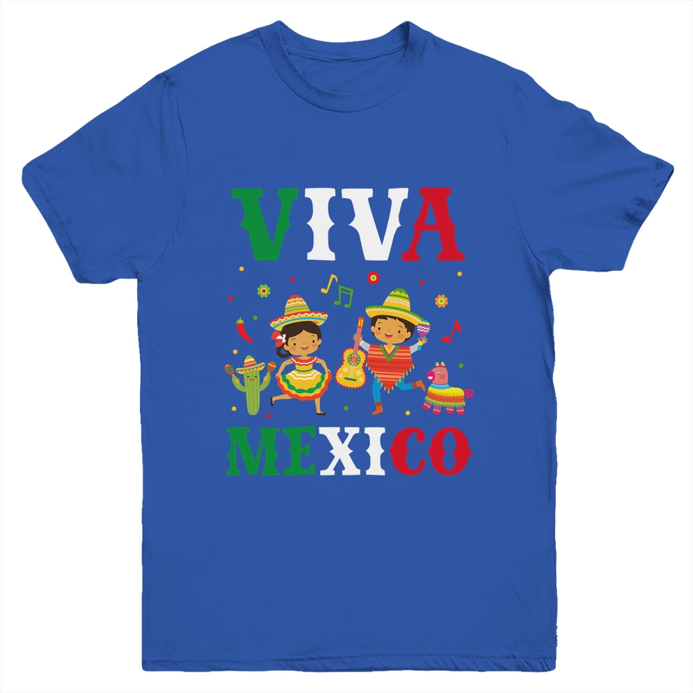 Viva Mexico Boy Girl Maracas Guitar Mexican Independence Kid Youth Shirt | teecentury