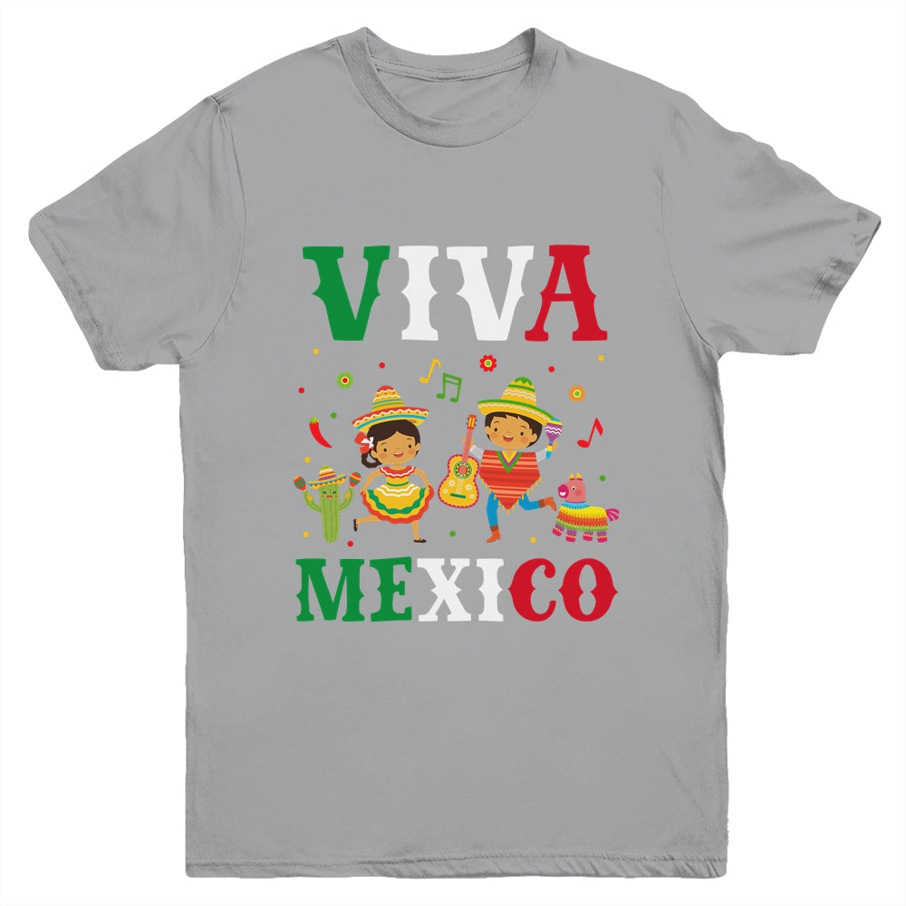 Viva Mexico Boy Girl Maracas Guitar Mexican Independence Kid Youth Shirt | teecentury