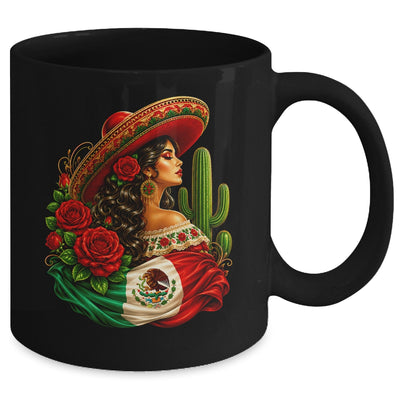 Viva Mexico Mexican Flag Floral Woman Sombrero Fiesta Mug | teecentury