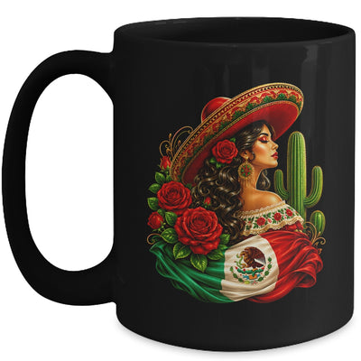 Viva Mexico Mexican Flag Floral Woman Sombrero Fiesta Mug | teecentury