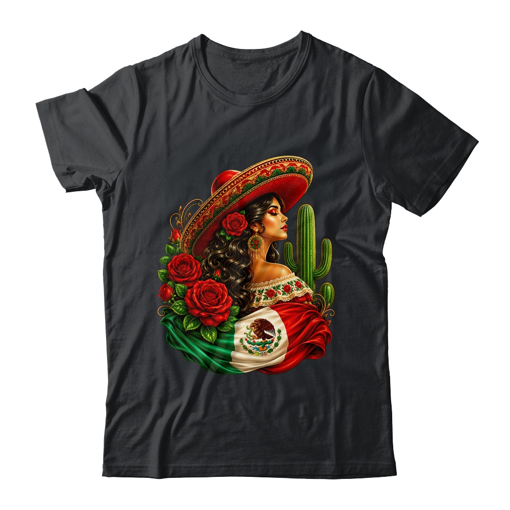 Viva Mexico Mexican Flag Floral Woman Sombrero Fiesta Shirt & Tank Top | teecentury