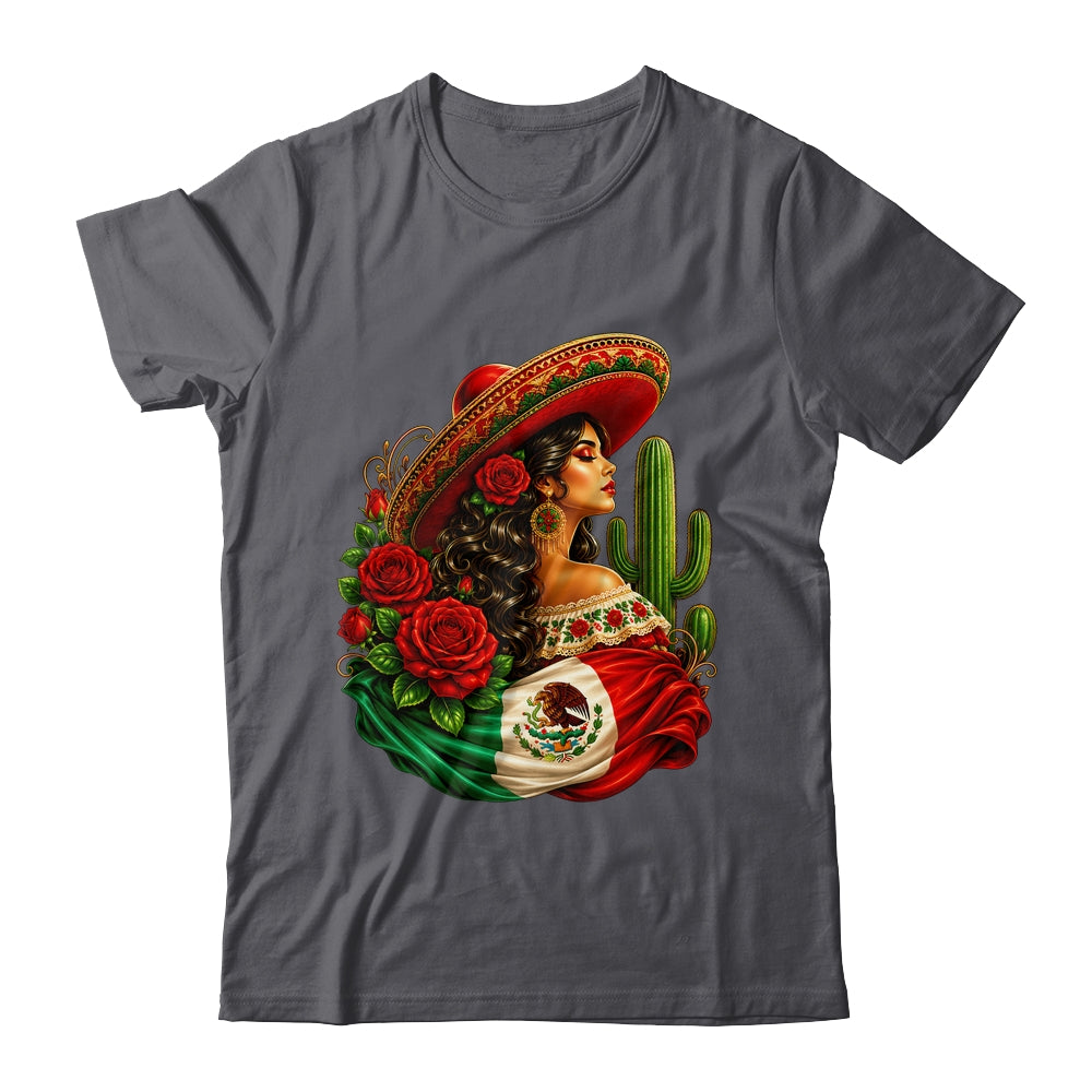 Viva Mexico Mexican Flag Floral Woman Sombrero Fiesta Shirt & Tank Top | teecentury