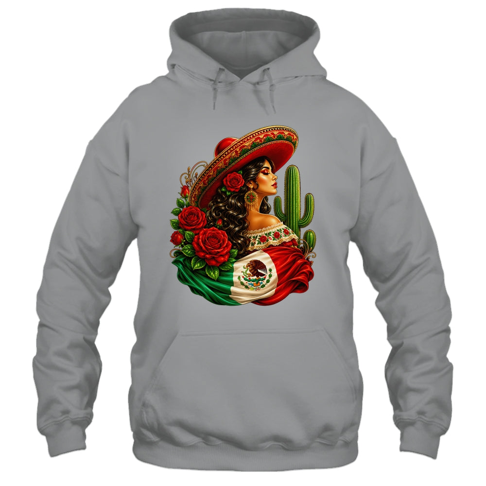 Viva Mexico Mexican Flag Floral Woman Sombrero Fiesta Shirt & Tank Top | teecentury