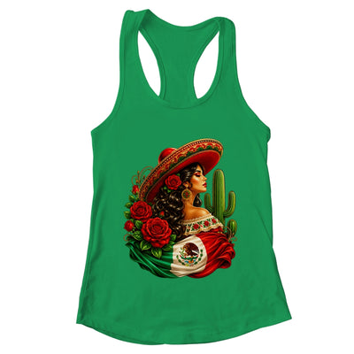 Viva Mexico Mexican Flag Floral Woman Sombrero Fiesta Shirt & Tank Top | teecentury
