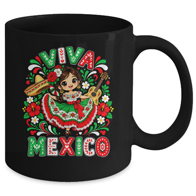 Viva Mexico Mexican Girl Flag Independence Day Kids Mug | teecentury