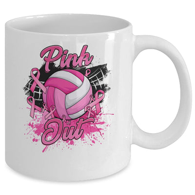 Volleyball Pink Out Breast Cancer Awareness Month Women Mug | teecentury