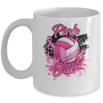 Volleyball Pink Out Breast Cancer Awareness Month Women Mug | teecentury