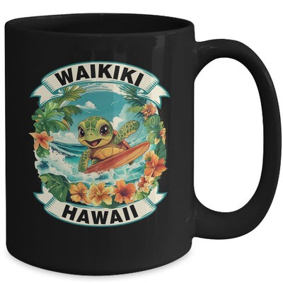 Waikiki Hawaii Cute Sea Turtle Surfing Summer Vacation Mug | teecentury