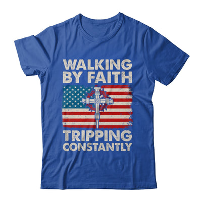 Walking By Faith Tripping Constantly Christian Bible US Flag Shirt & Hoodie | teecentury