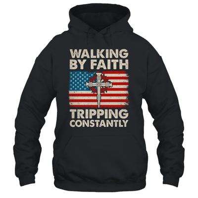 Walking By Faith Tripping Constantly Christian Bible US Flag Shirt & Hoodie | teecentury