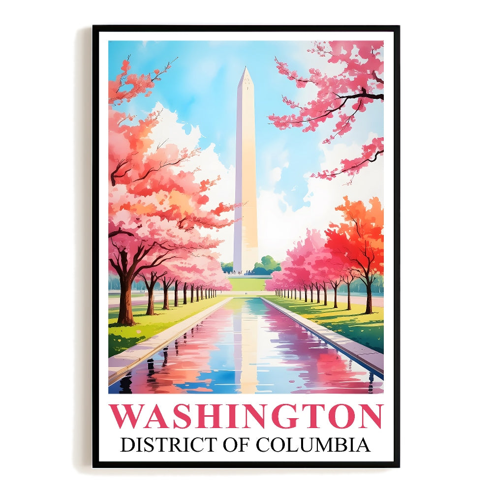 Washington Print Travel Poster District Of Columbia Monument Souvenir Wall Art Landscape Painting Watercolor For Home Room Living Room Office Bedroom Decor Unframed | teecentury