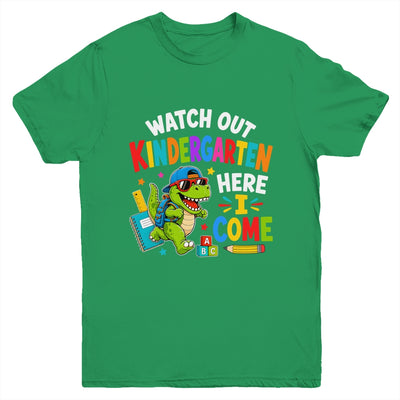 Watch Out Kindergarten Here I Come Dino First Day Of School Youth Shirt | teecentury