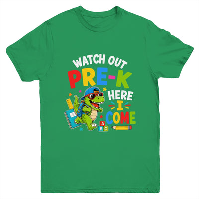 Watch Out Pre-K Here I Come Dino First Day Of School Youth Shirt | teecentury