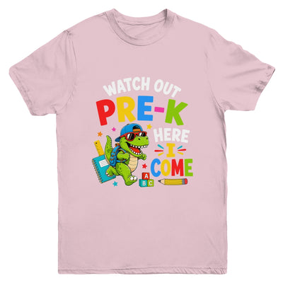 Watch Out Pre-K Here I Come Dino First Day Of School Youth Shirt | teecentury