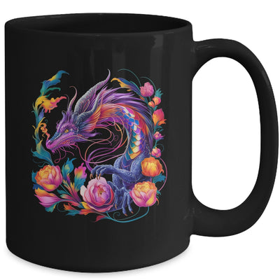 Watercolor Dragon Flowers Beautiful Art Colorful Graphic Mug | teecentury
