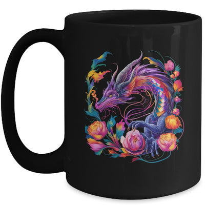 Watercolor Dragon Flowers Beautiful Art Colorful Graphic Mug | teecentury