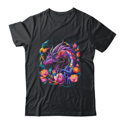 Watercolor Dragon Flowers Beautiful Art Colorful Graphic Shirt & Hoodie | teecentury