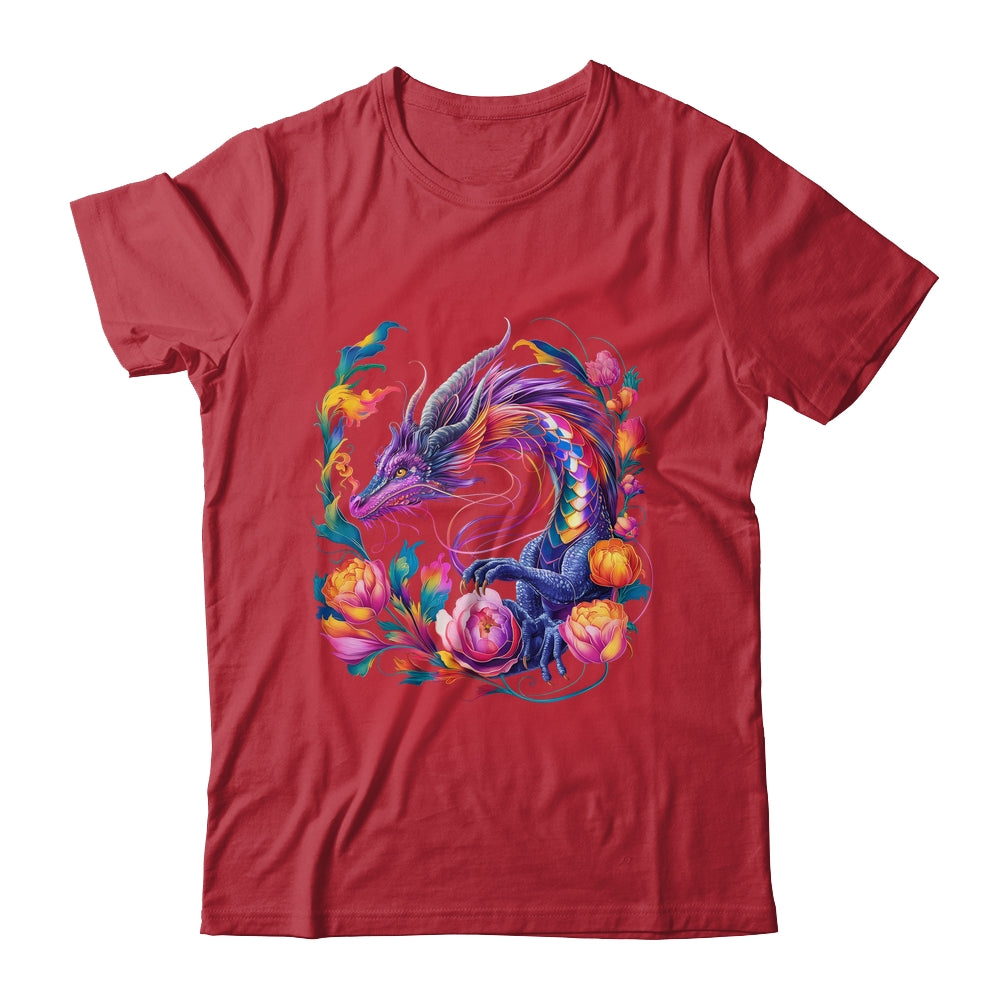 Watercolor Dragon Flowers Beautiful Art Colorful Graphic Shirt & Hoodie | teecentury
