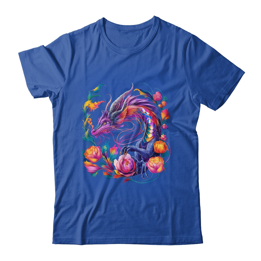 Watercolor Dragon Flowers Beautiful Art Colorful Graphic Shirt & Hoodie | teecentury