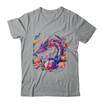 Watercolor Dragon Flowers Beautiful Art Colorful Graphic Shirt & Hoodie | teecentury