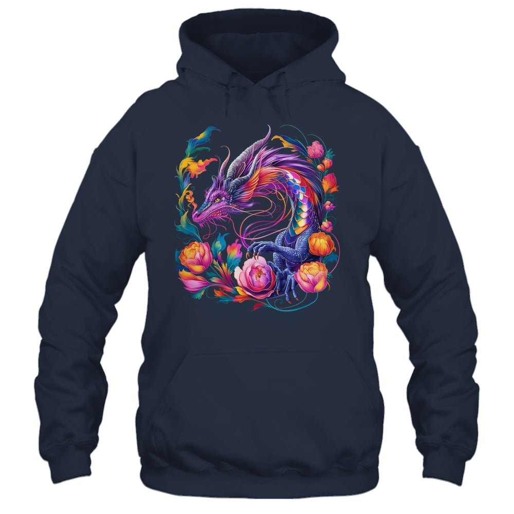 Watercolor Dragon Flowers Beautiful Art Colorful Graphic Shirt & Hoodie | teecentury
