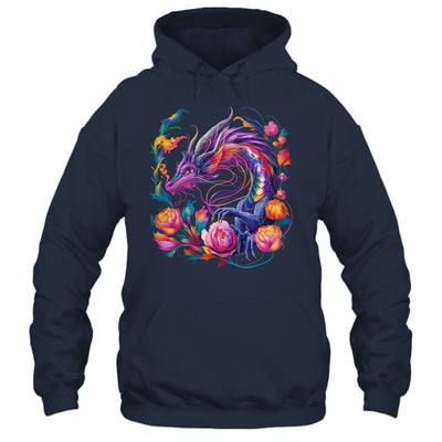 Watercolor Dragon Flowers Beautiful Art Colorful Graphic Shirt & Hoodie | teecentury