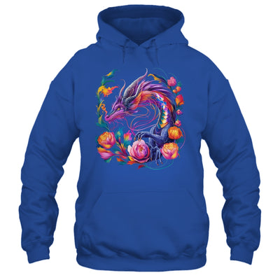 Watercolor Dragon Flowers Beautiful Art Colorful Graphic Shirt & Hoodie | teecentury