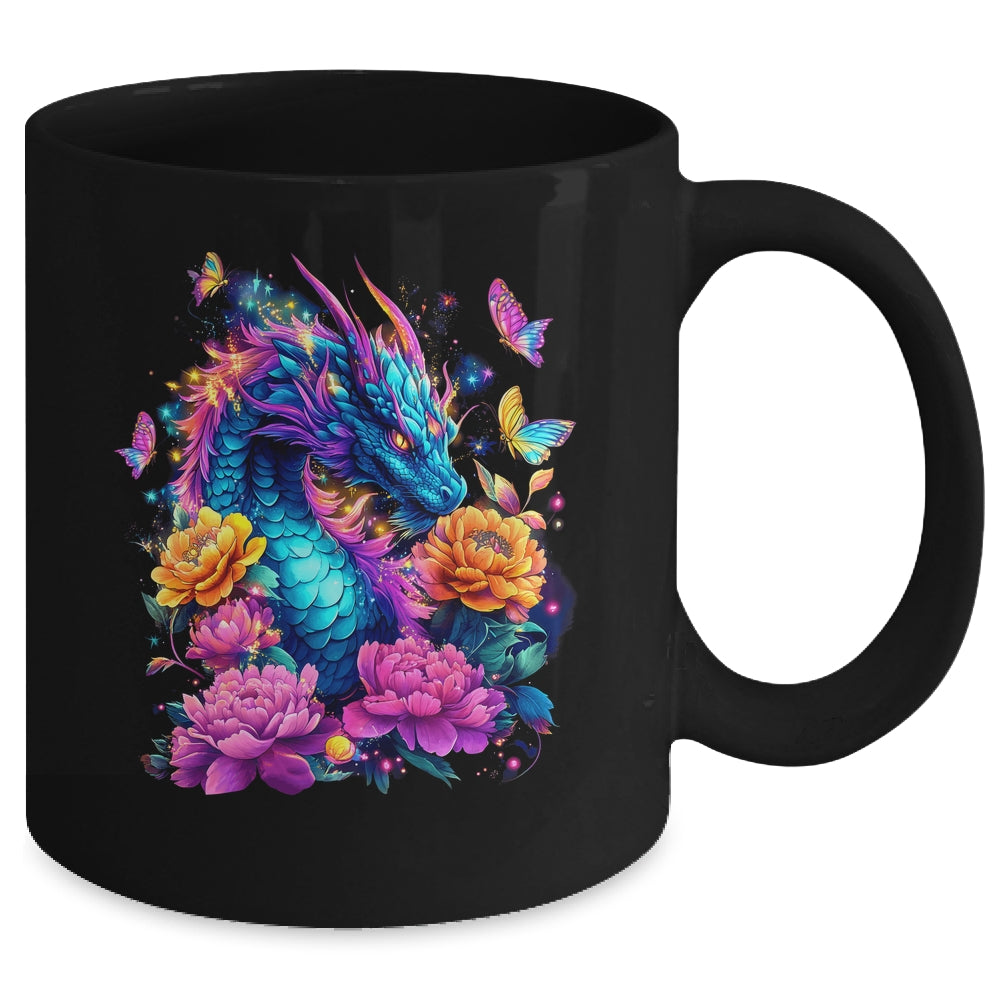 Watercolor Dragon Women Flowers Beautiful Art Colorful Mug | teecentury