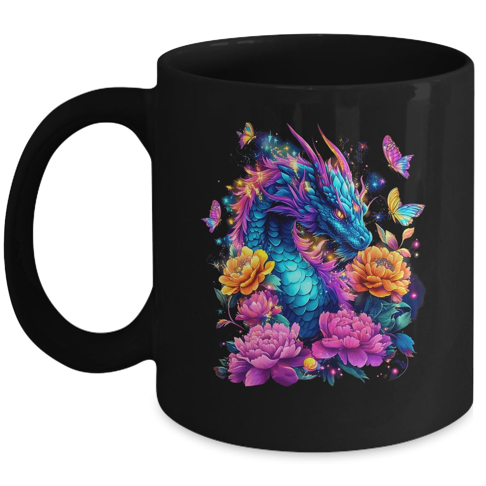 Watercolor Dragon Women Flowers Beautiful Art Colorful Mug | teecentury
