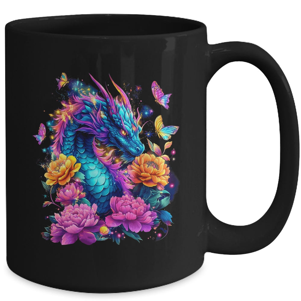 Watercolor Dragon Women Flowers Beautiful Art Colorful Mug | teecentury