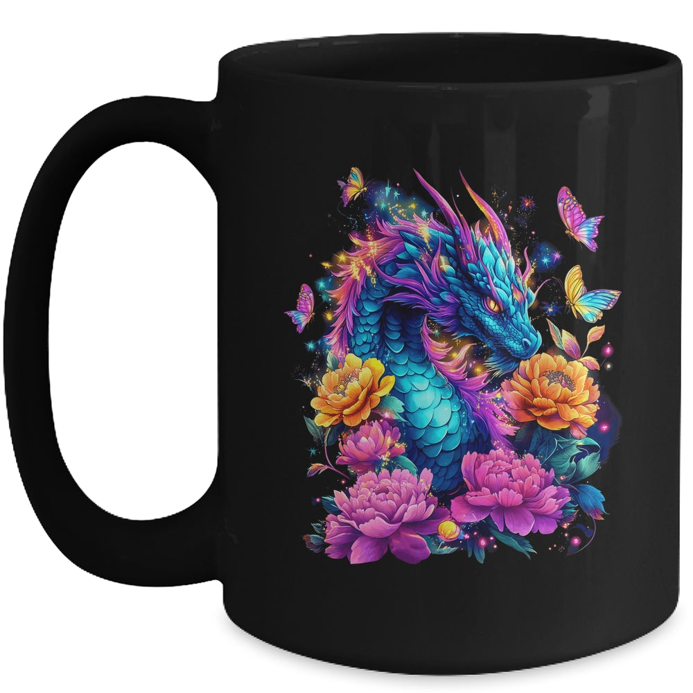 Watercolor Dragon Women Flowers Beautiful Art Colorful Mug | teecentury