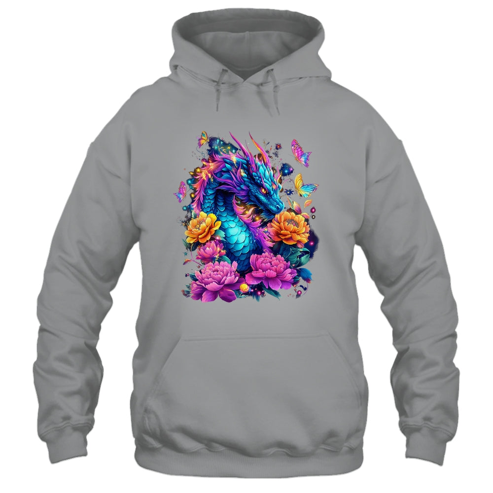 Watercolor Dragon Women Flowers Beautiful Art Colorful Shirt & Hoodie | teecentury