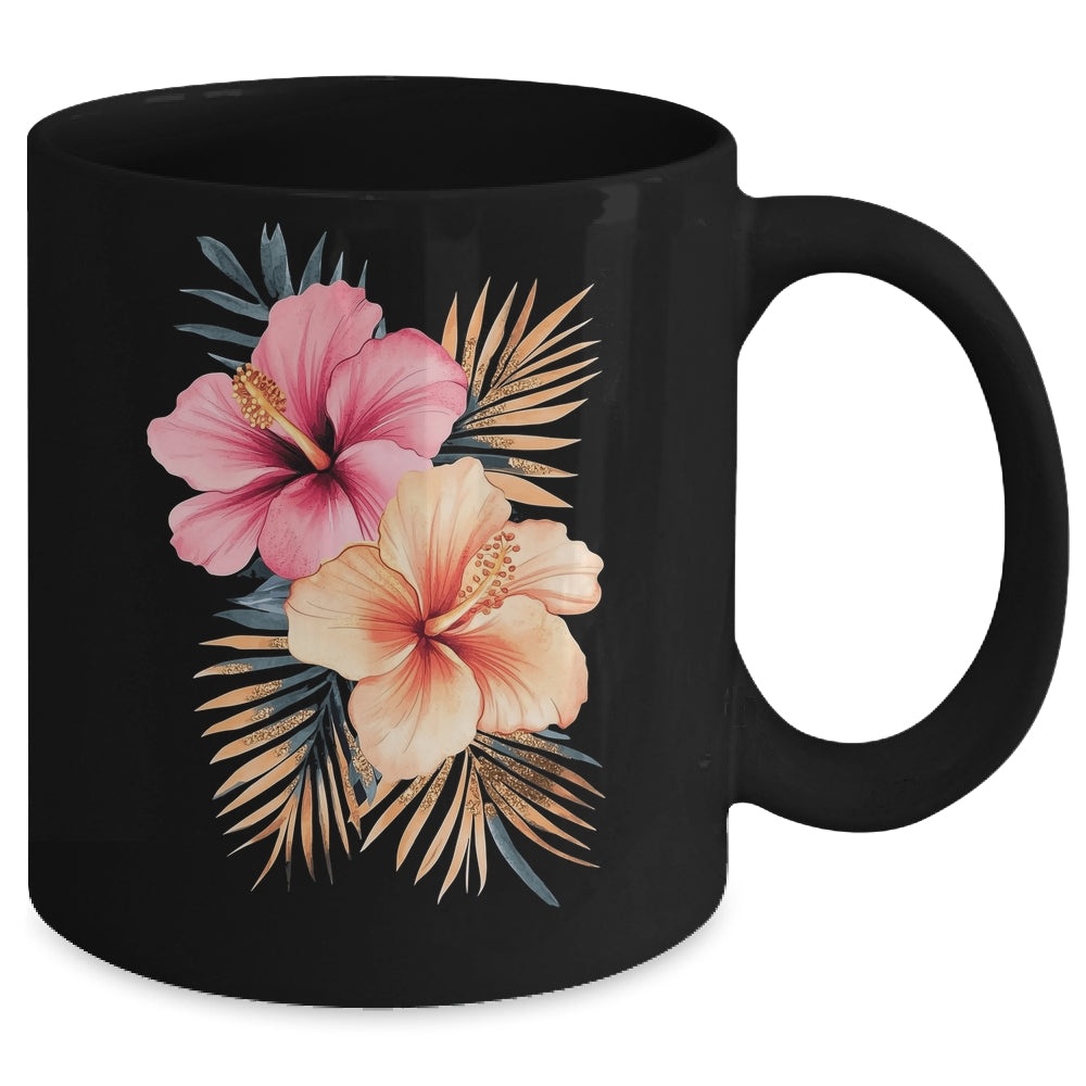Watercolor Tropical Hibiscus Flowers Floral Summer Women Mug | teecentury