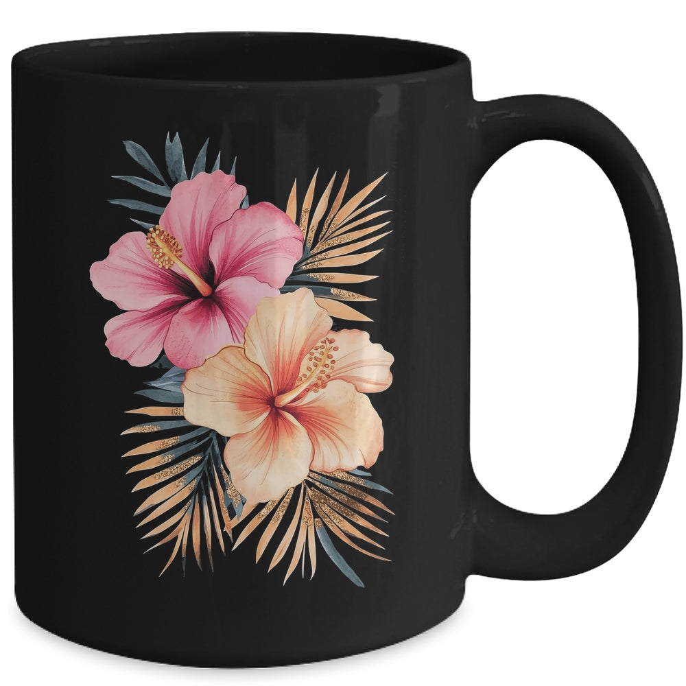 Watercolor Tropical Hibiscus Flowers Floral Summer Women Mug | teecentury